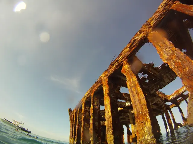 In this picture there is a ship in the bottom left side of the image on the water and there is...