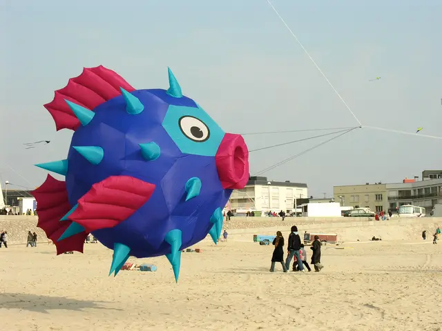 This is the picture of a place where we have a fish shaped air balloon and around there are some...